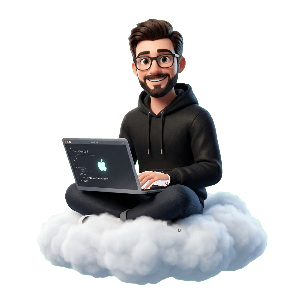 Rahul Tripathi — Cloud Architect working on laptop on a cloud